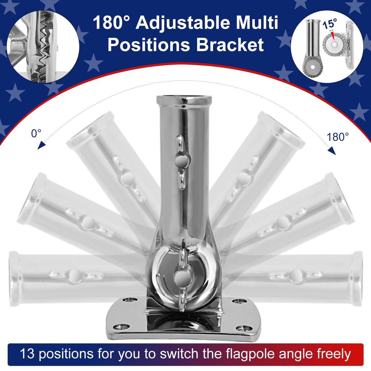 316 Stainless Steel Adjustable Flag Pole Holder S9033