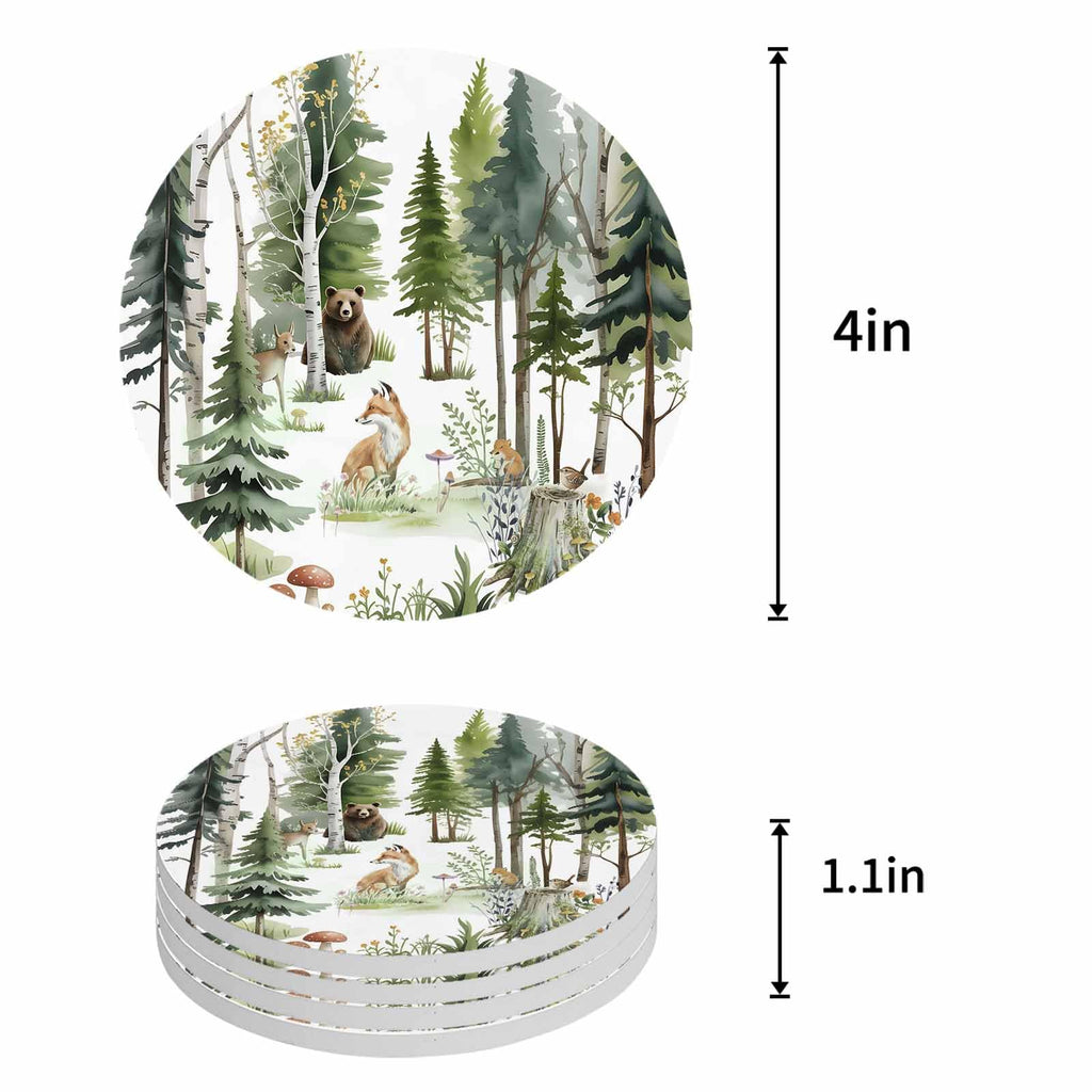 Absorbent Stone Ceramic Coaster with Cork Back, Set of 8 E496426