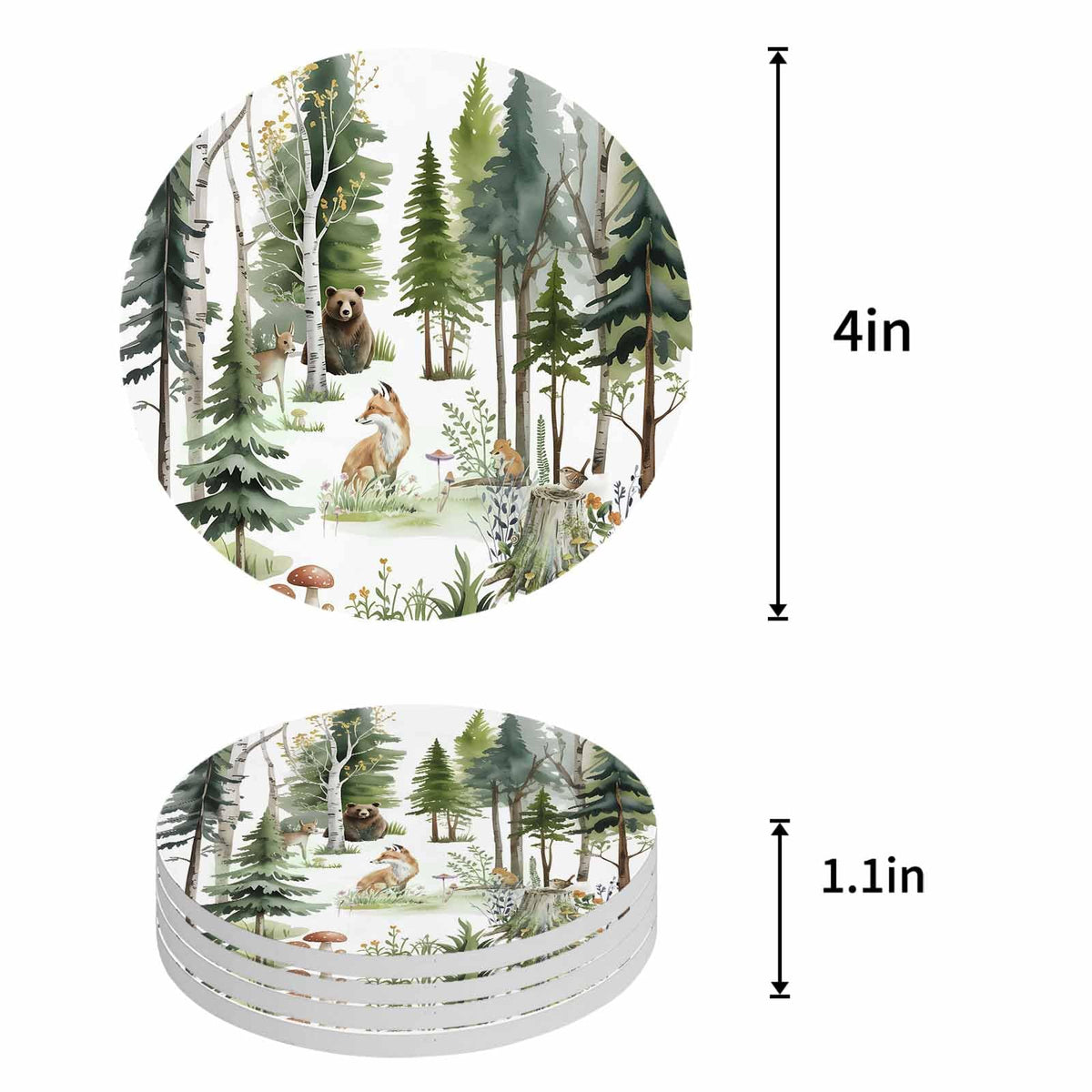 Absorbent Stone Ceramic Coaster with Cork Back, Set of 8 E496426