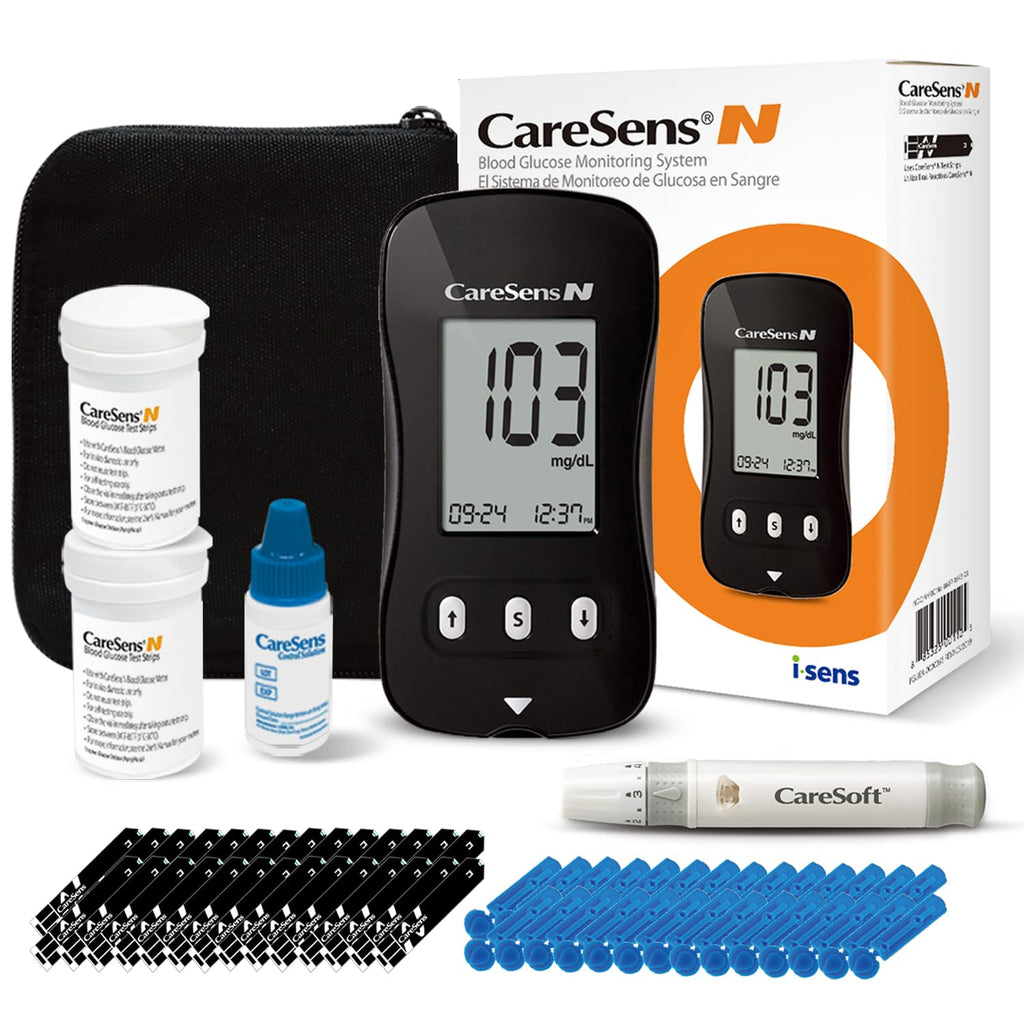 Blood Glucose Monitor Kit with 100 Test Strips, 100 Lancets, Lancing Device, Control Solution, Travel Case P9071
