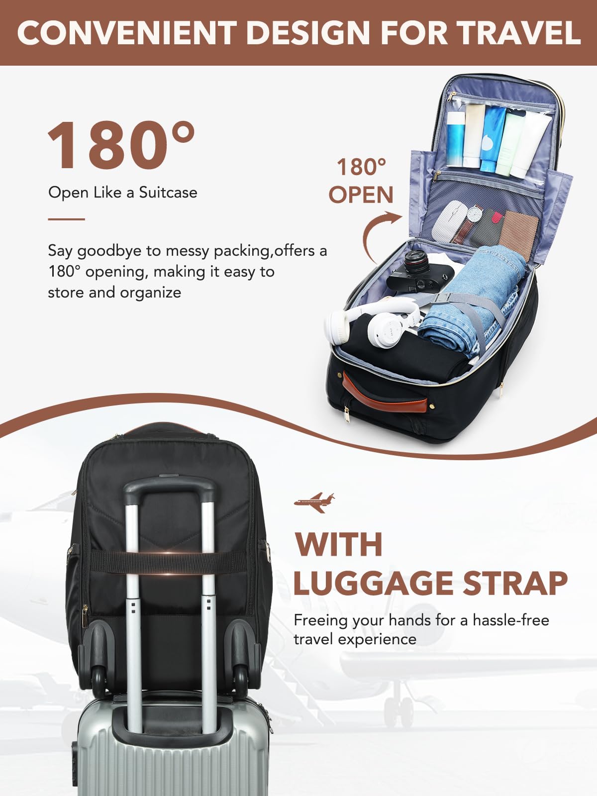 Rolling Large Travel Backpack with Wheels O8960
