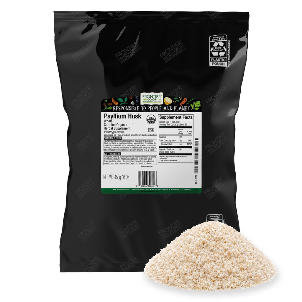 Organic Whole Psyllium Husk 16 Ounce R1222
