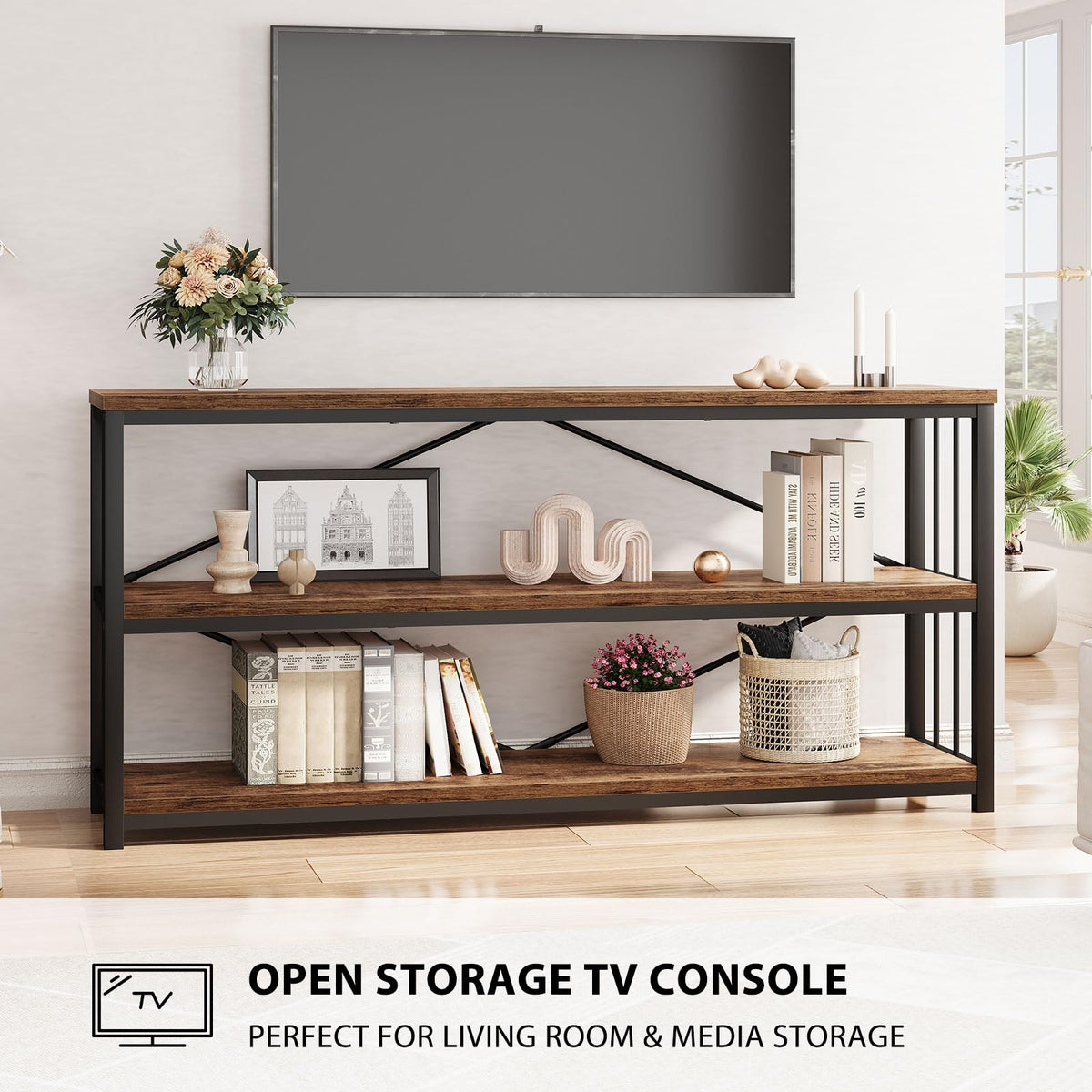 70 Inch Rustic Brown Console Table T7677