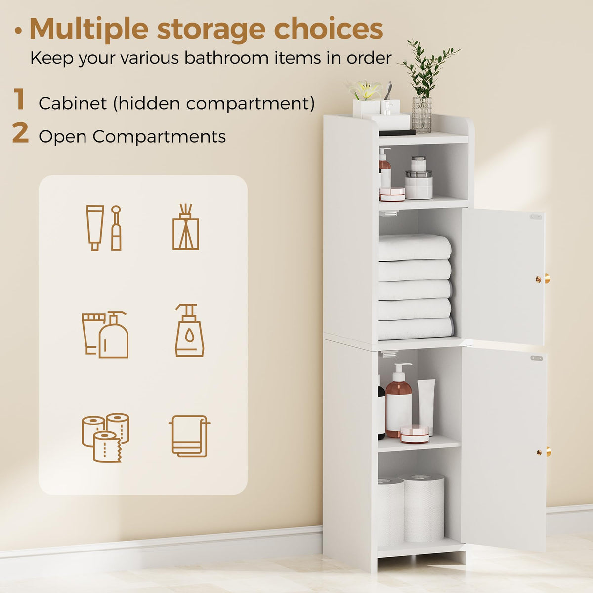 Small 2 Doors Narrow Bathroom Storage Cabinet S5122