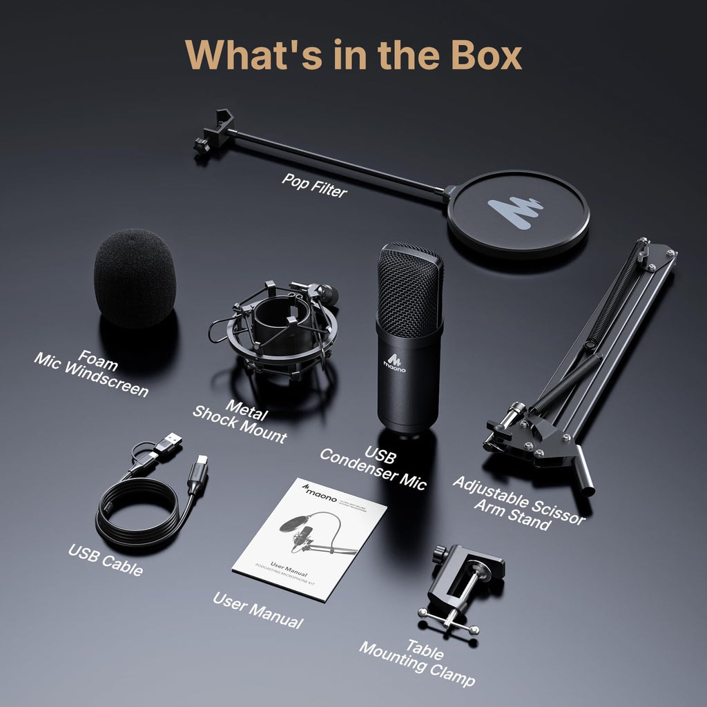 USB Microphone 192kHz/24Bit Condenser Mic Kit S736