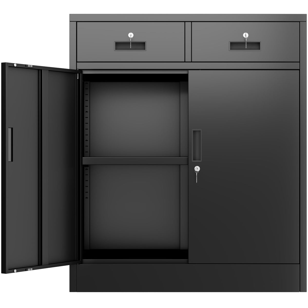 Black Metal Storage Cabinet with 2 Drawers F8410