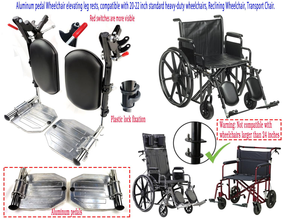 Heavy Duty Wheelchair Elevating Leg Rest with Calf Pad, Black O365896