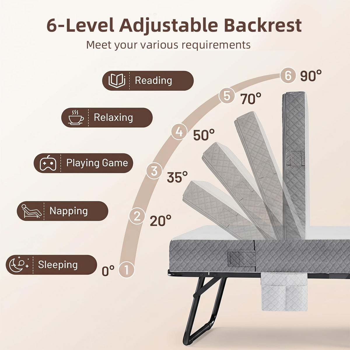 Adjustable Folding Bed with Mattress J38077