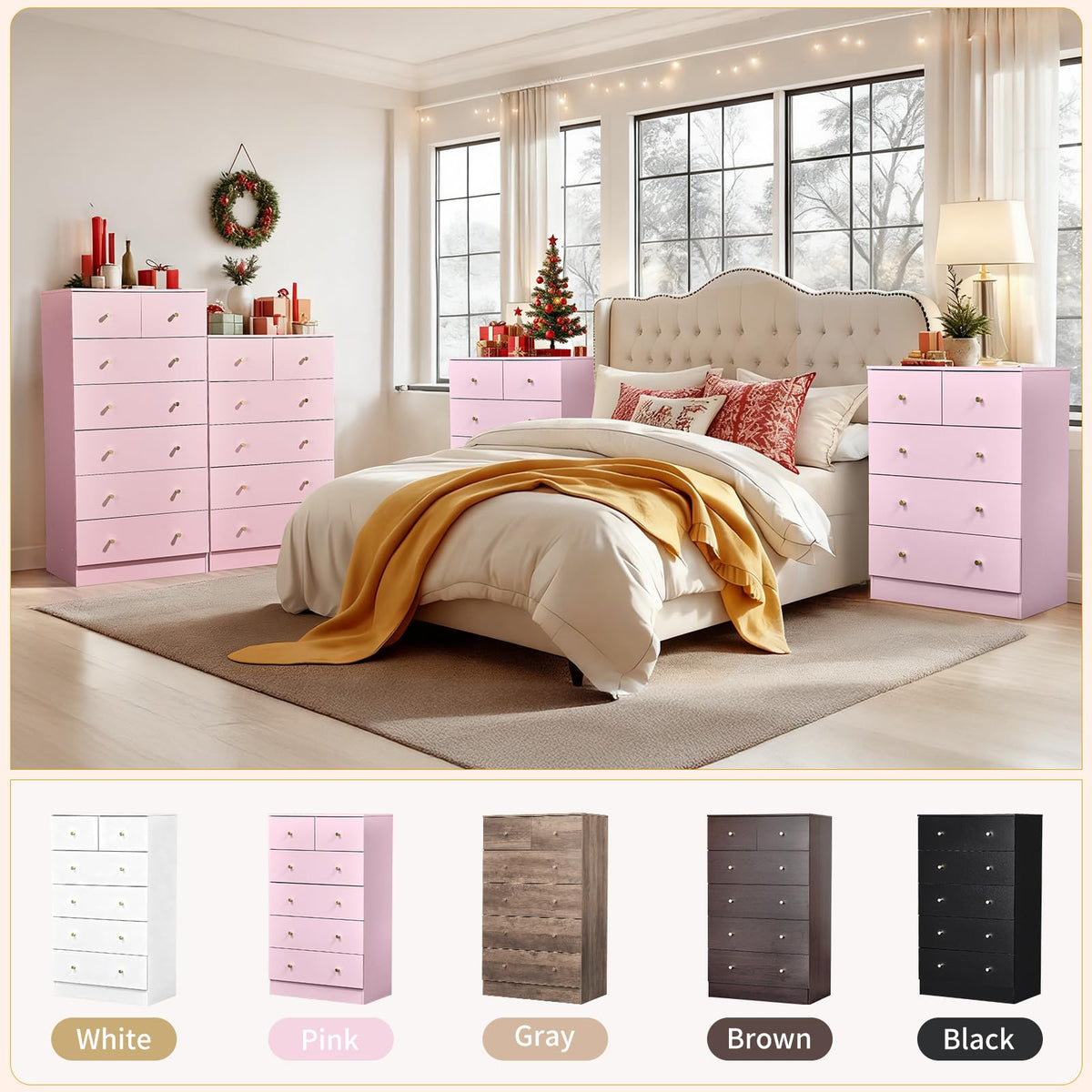 Pink 6 Drawer Dresser V54381