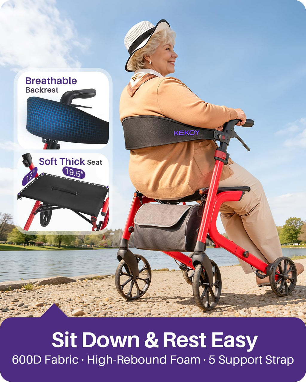 Bariatric Rollator Walker with Seat W9860
