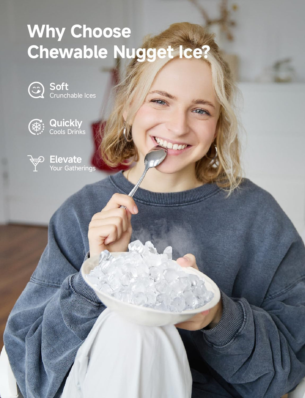 Nugget Ice Maker Countertop, 40lbs/24H, Black A3239
