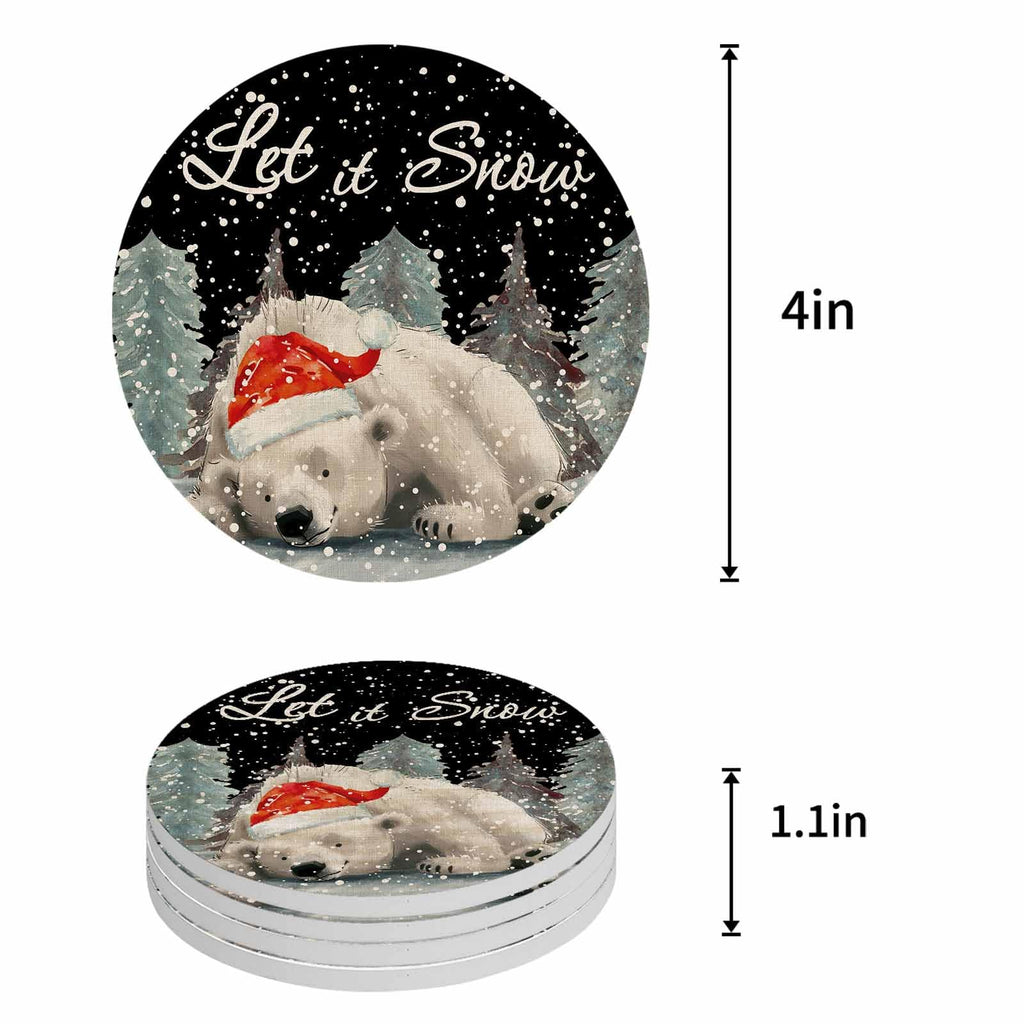 Set of 4 Absorbent Ceramic Stone Coasters with Holder B11635