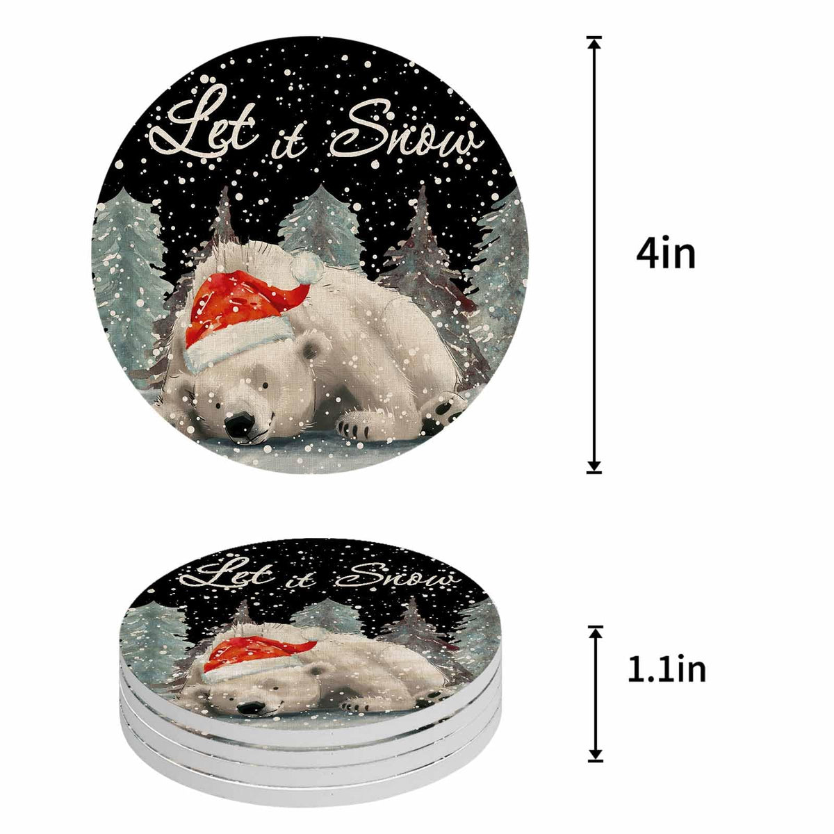 Set of 4 Absorbent Ceramic Stone Coasters with Holder B11635