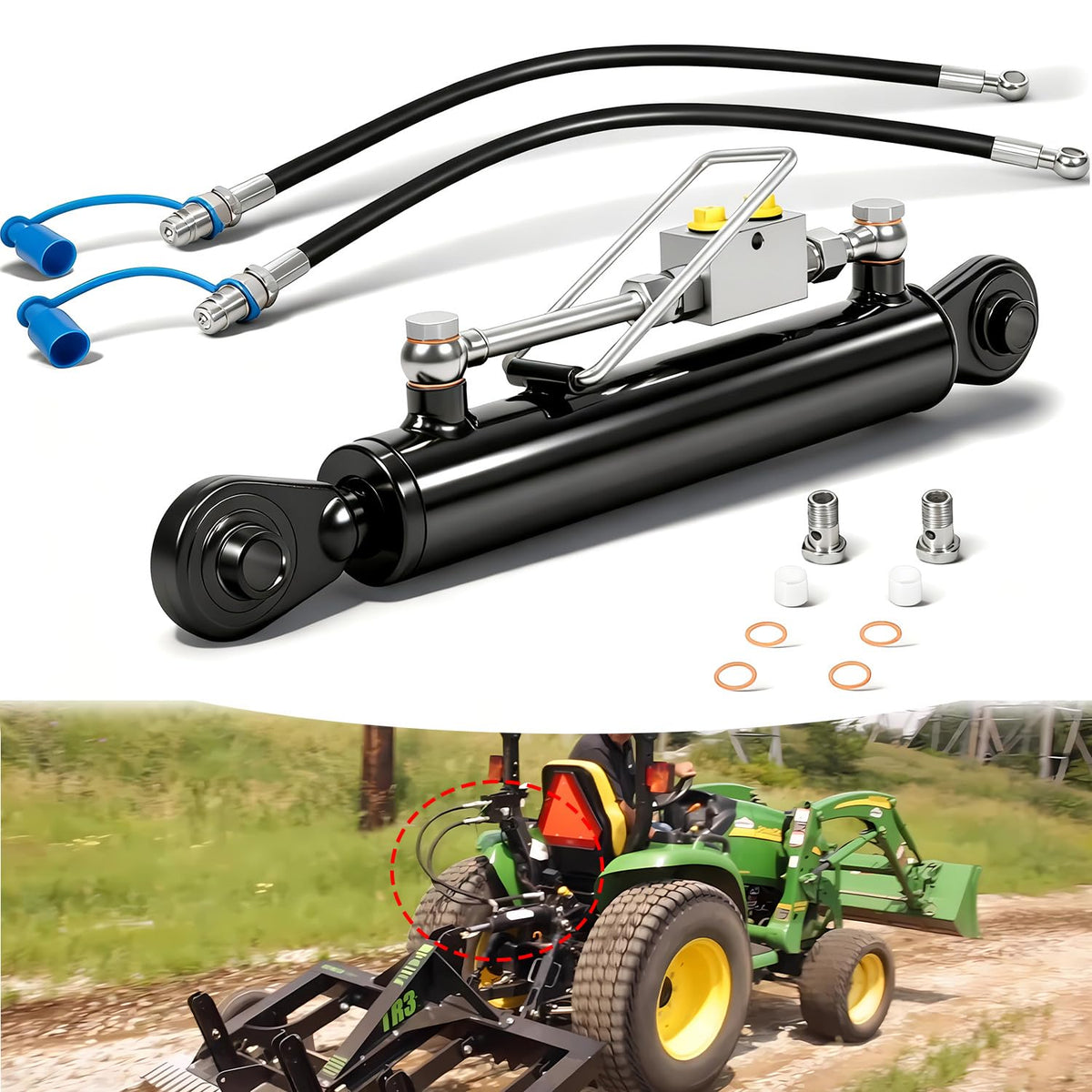 Hydraulic Top Link Cat. 1-1 with Locking Block and 2 Hose N62169