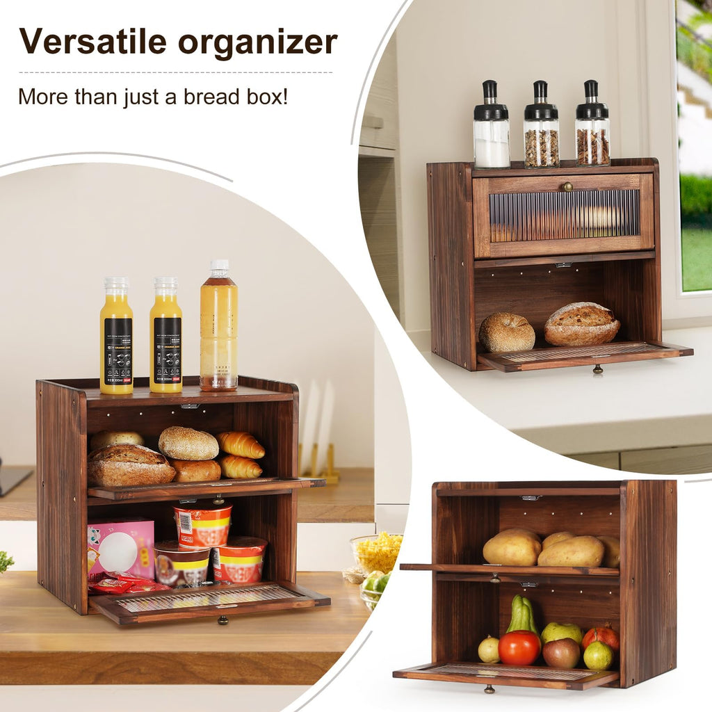 Large Wooden Bread Box U343