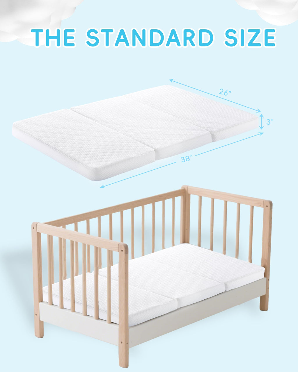 Tri-fold Portable Pack and Play Mattress with Waterproof Washable Cover S860291