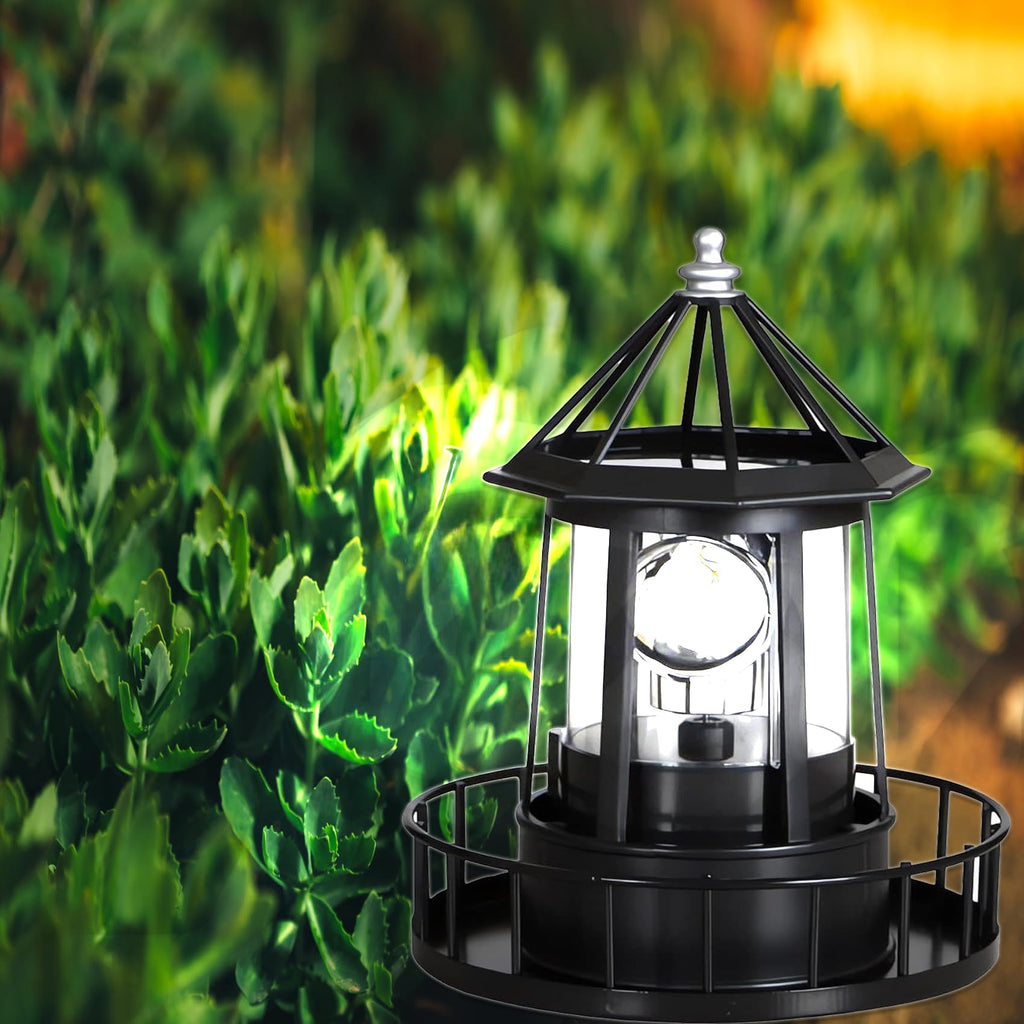 Black IP65 Waterproof Solar Rotating Lighthouse Light R15513