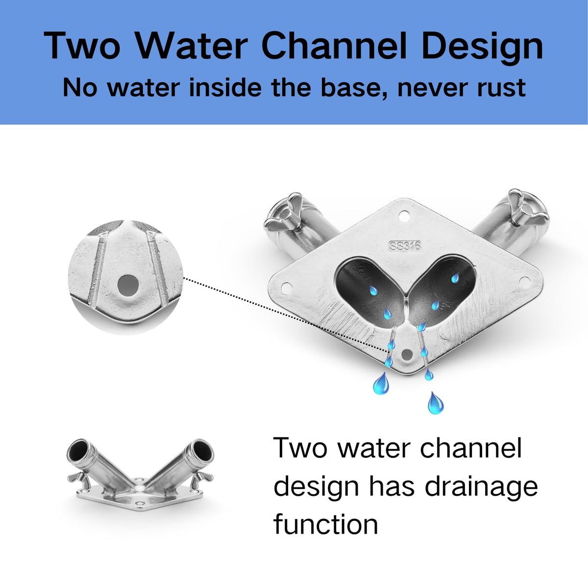 Double Flag Pole Holder 316 Stainless Steel Heavy Duty C146