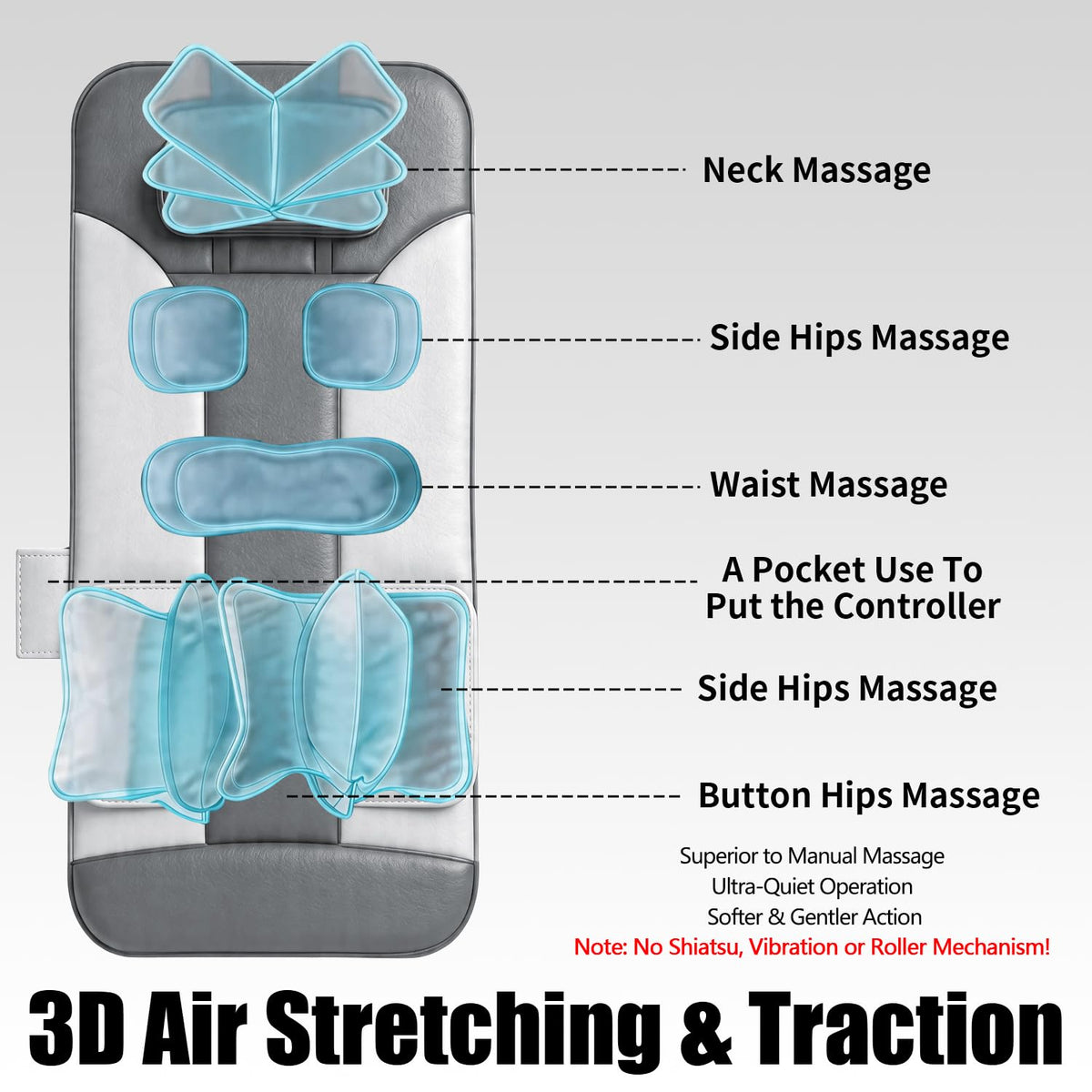 Foldable Full Body Stretching Massage Mat with Airbags J793644