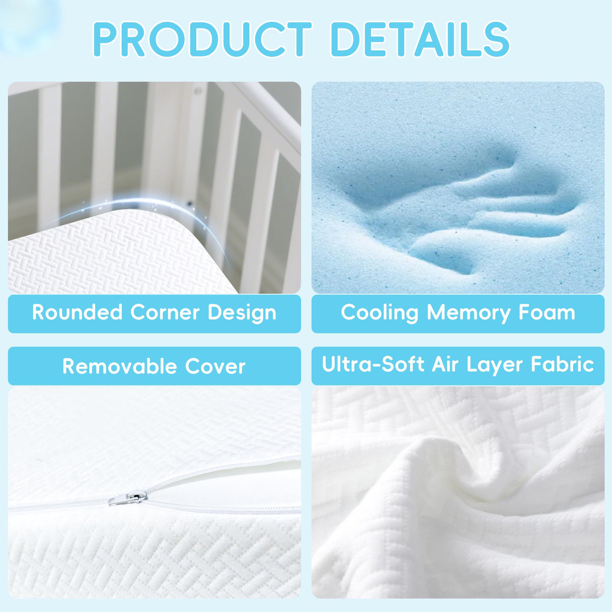 Tri-fold Portable Pack and Play Mattress with Waterproof Washable Cover S860291