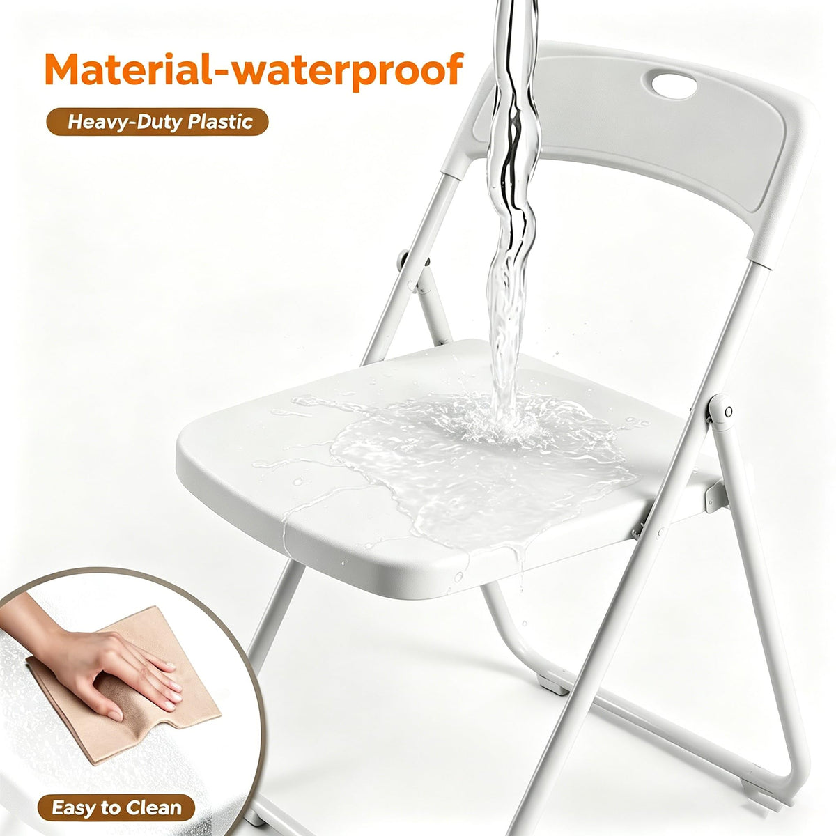 10 Pack White Plastic Folding Chairs T3607