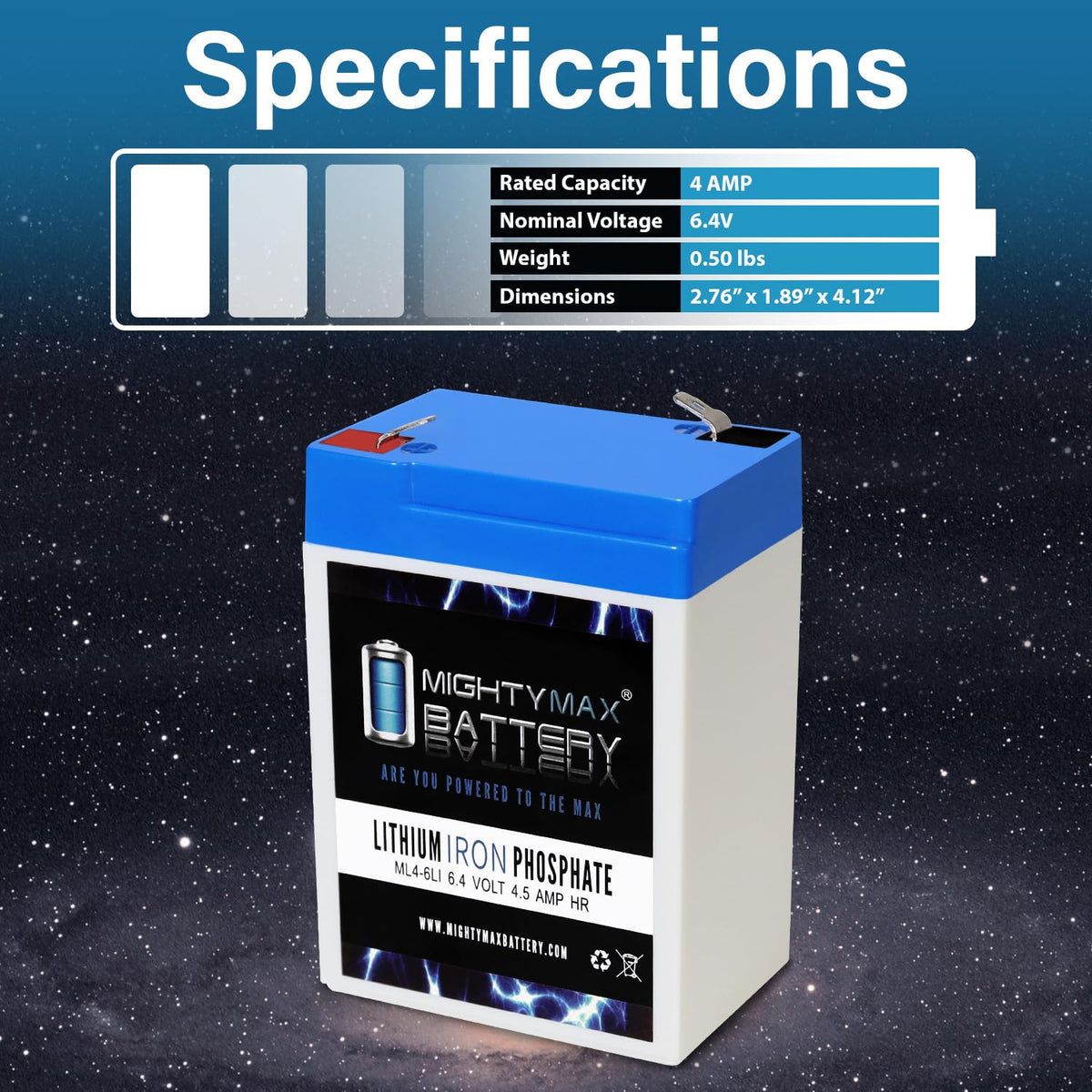 6V 4.5AH Lithium Replacement Battery Y4253