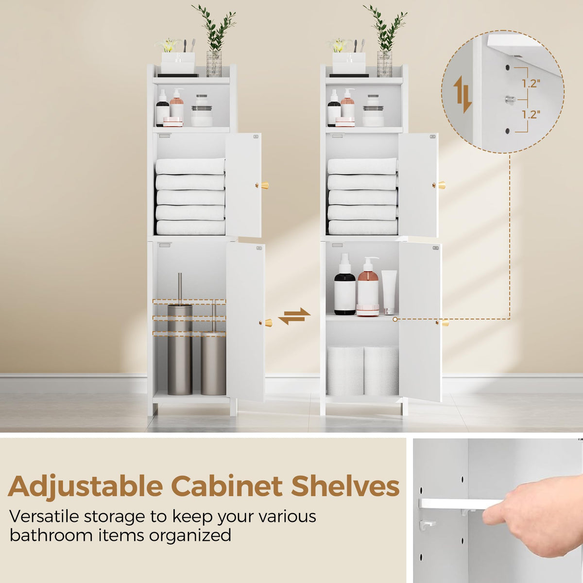 Small 2 Doors Narrow Bathroom Storage Cabinet S5122