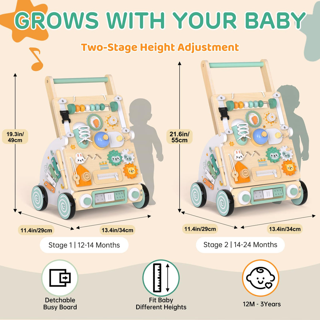 Wooden Baby Walker with Detachable Busy Board M83675
