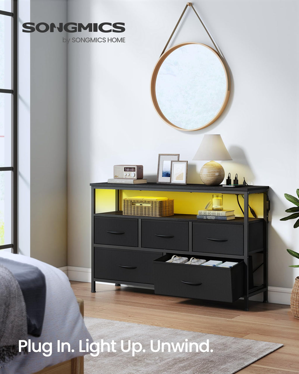 5 Fabric Drawers Dresser W6680