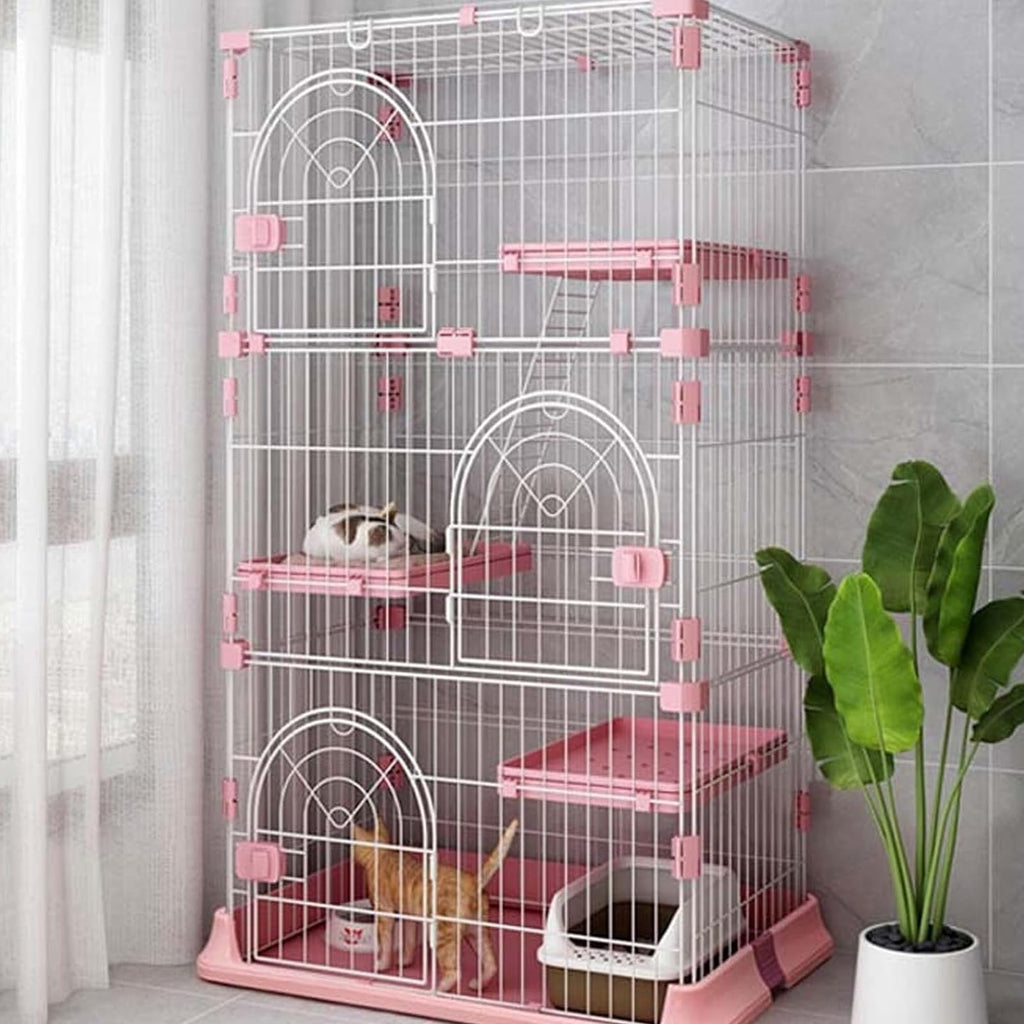 Pink Cat Cage with 3 Platforms and Ramp G2012