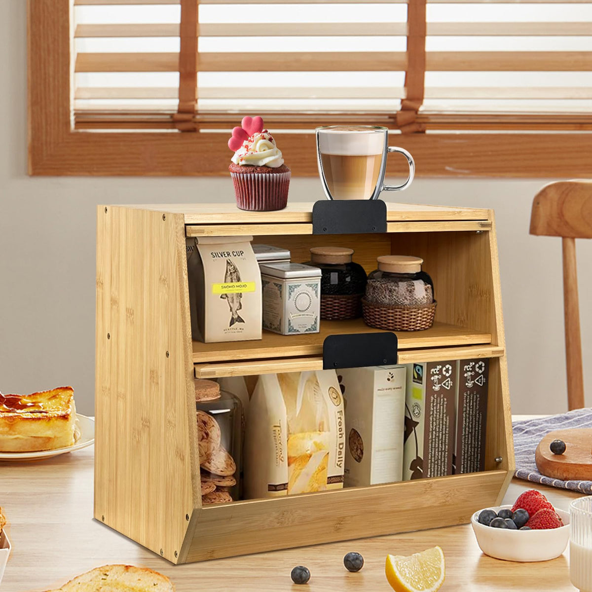 Wooden Bread Box with Window C30477