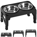 Elevated Dog Bowls with 2 Stainless Steel Bowls Non-Slip Adjusts to 3 Heights I1439