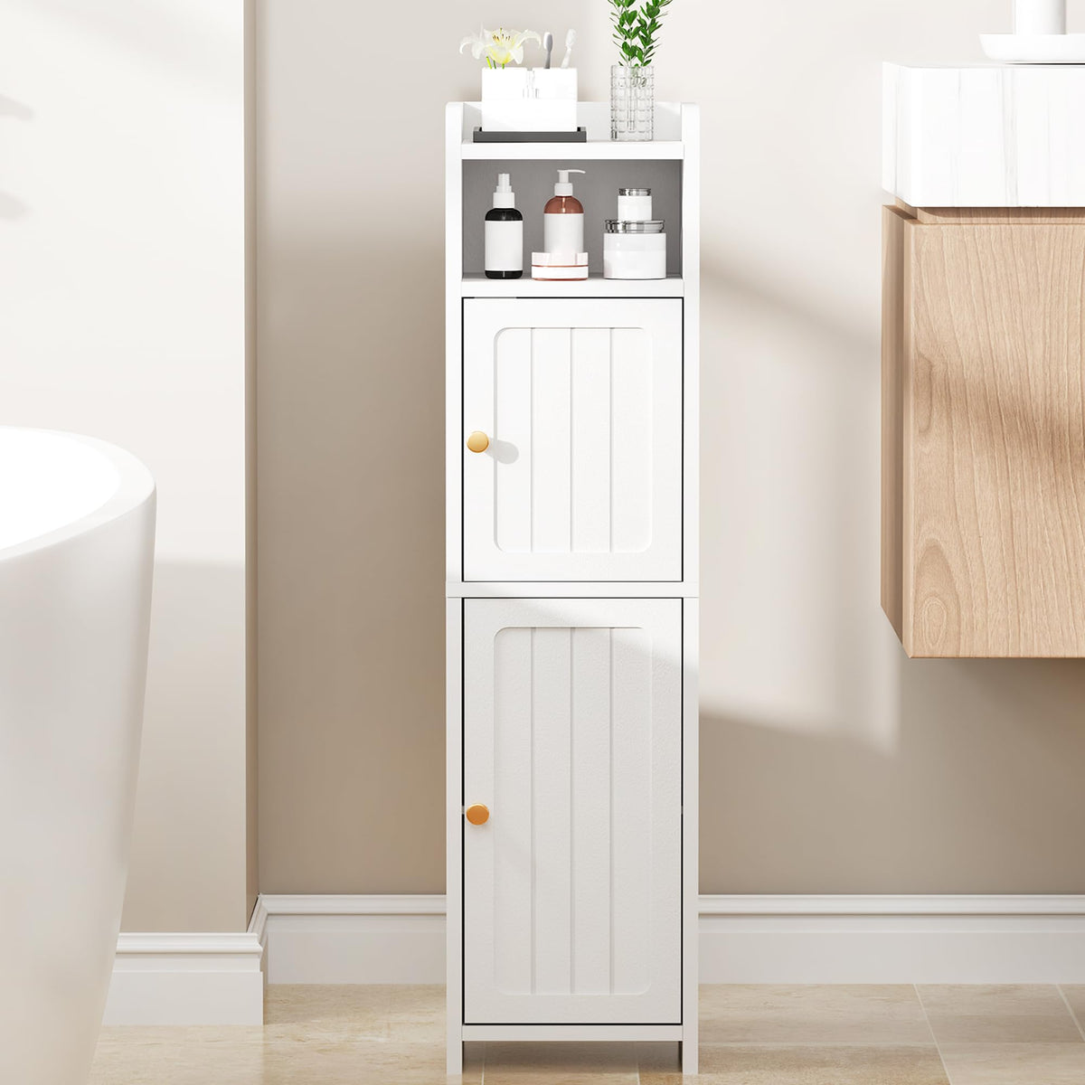 Small 2 Doors Narrow Bathroom Storage Cabinet S5122