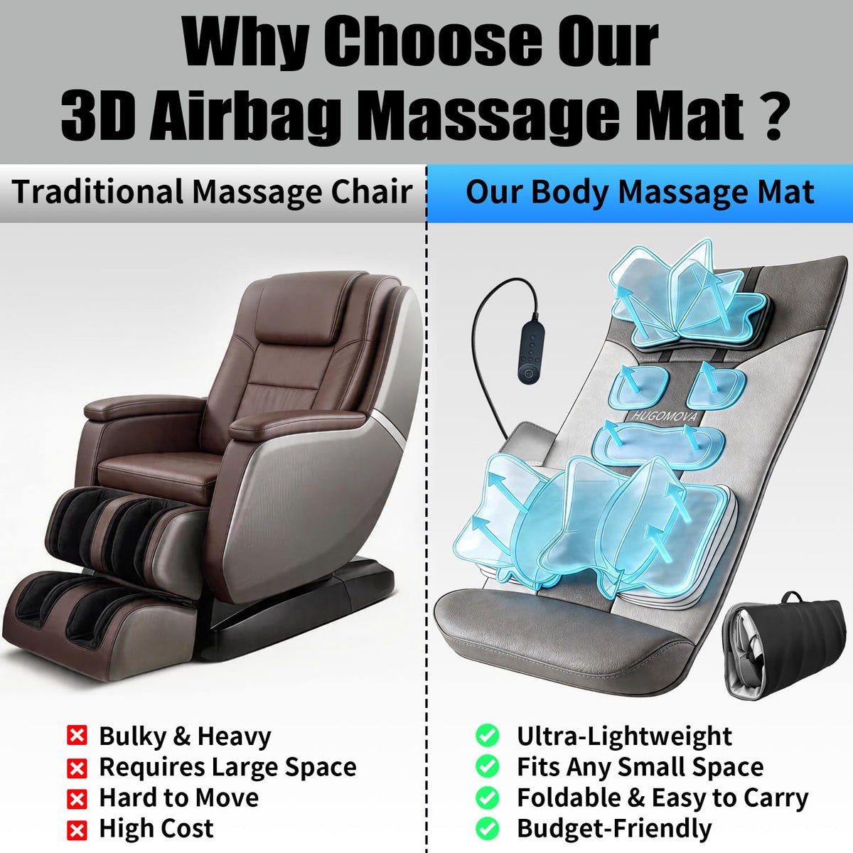 Foldable Full Body Stretching Massage Mat with Airbags J793644