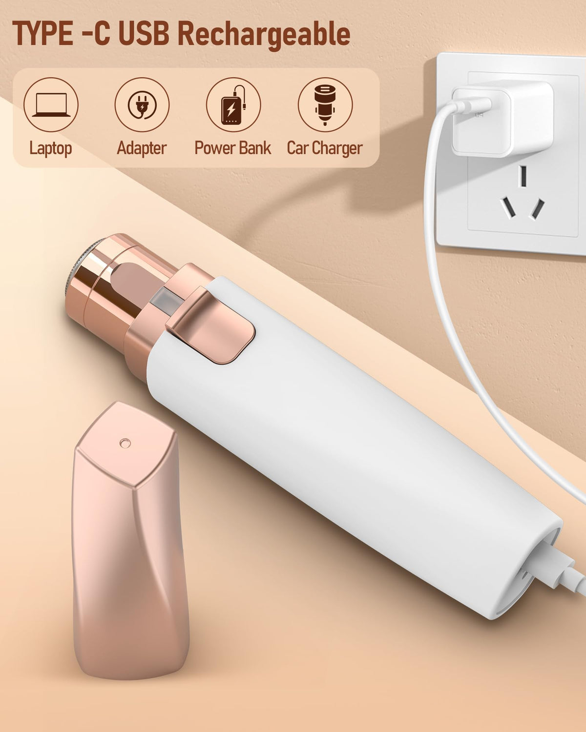 2 in 1 Rechargeable Eyebrow Trimmer Facial Hair Remover with LED Light P626365