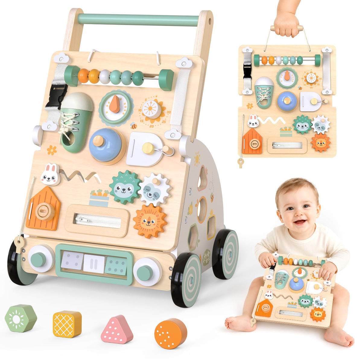 Wooden Baby Walker with Detachable Busy Board M83675