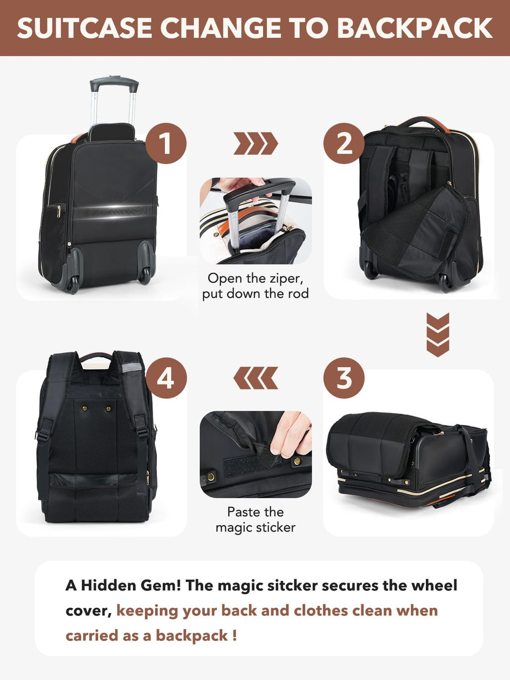 Rolling Large Travel Backpack with Wheels O8960