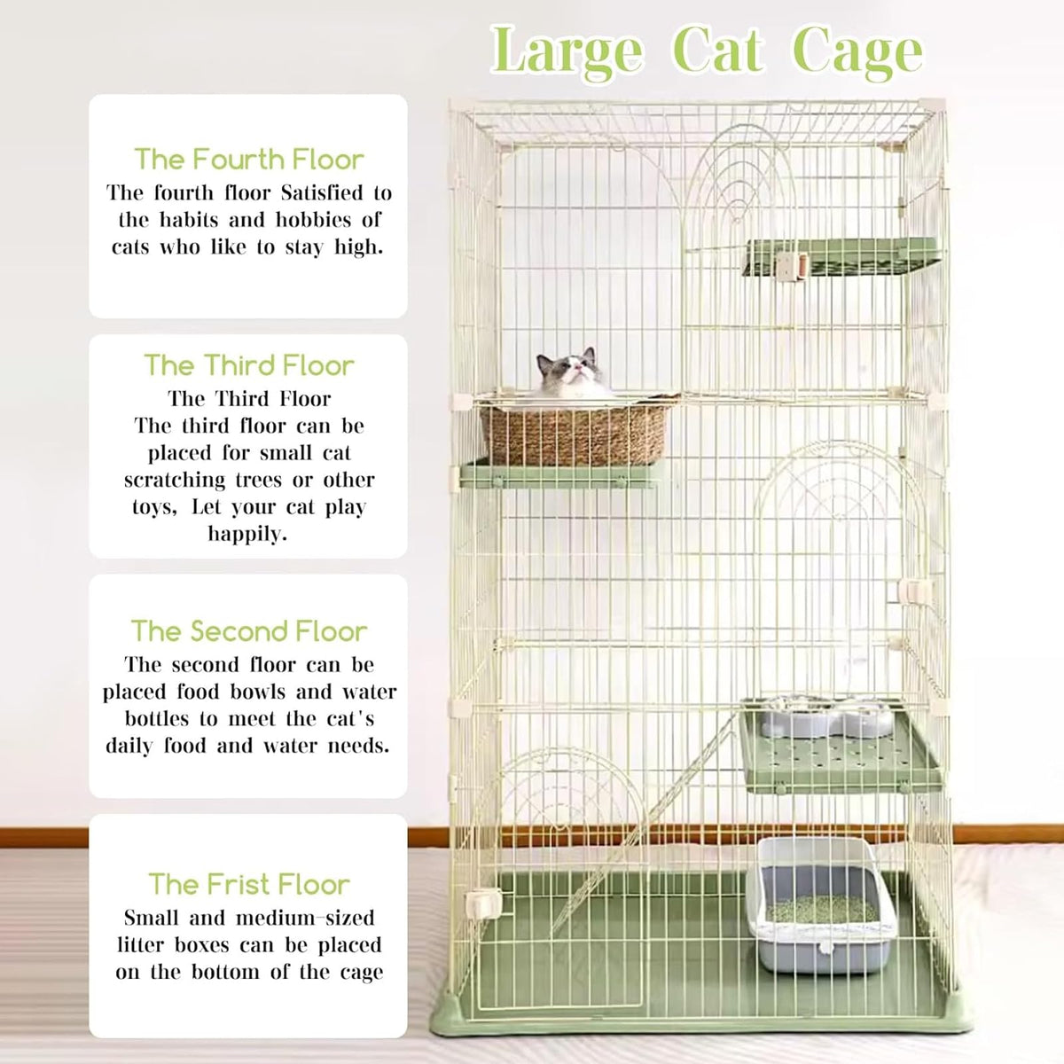 Pink Cat Cage with 3 Platforms and Ramp G2012