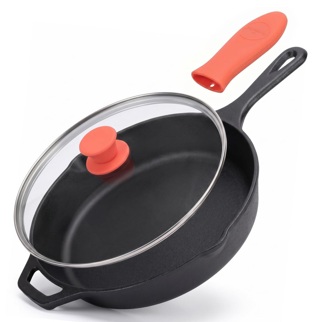 10 Inch Pre-Seasoned Cast Iron Skillet with Lid O2113