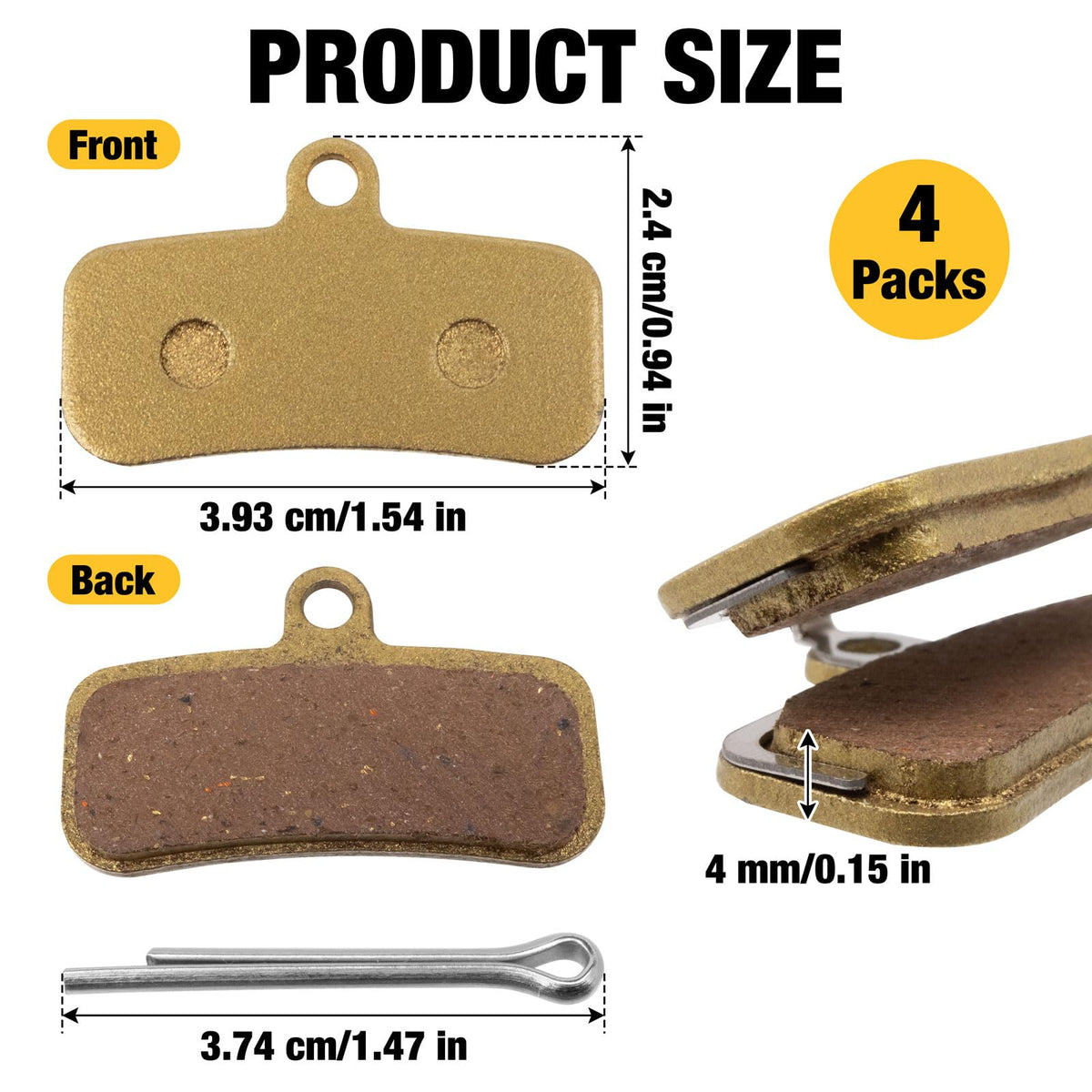 4 Packs Front and Rear Disc Brake Pads O397