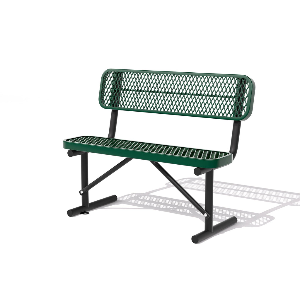 4FT Heavy Duty Metal Outdoor Bench with Backrest M393