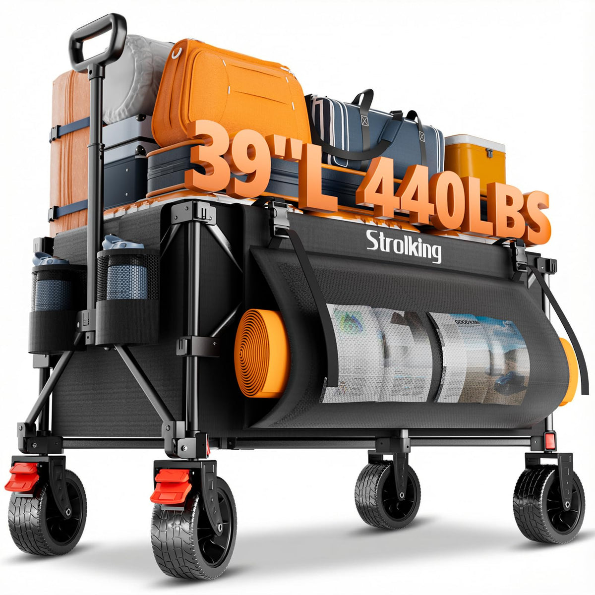 220L Collapsible Heavy Duty Folding Wagon Cart with All-Terrain Wheels T740