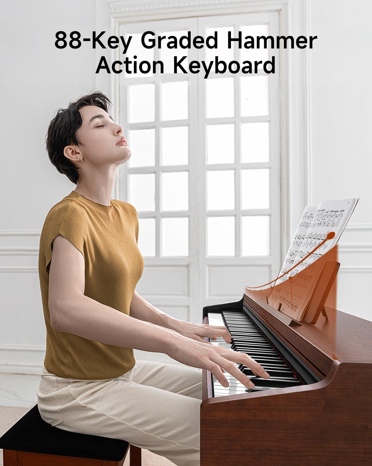 88 Key Graded Weighted Digital Piano with Storage Piano Bench X27461
