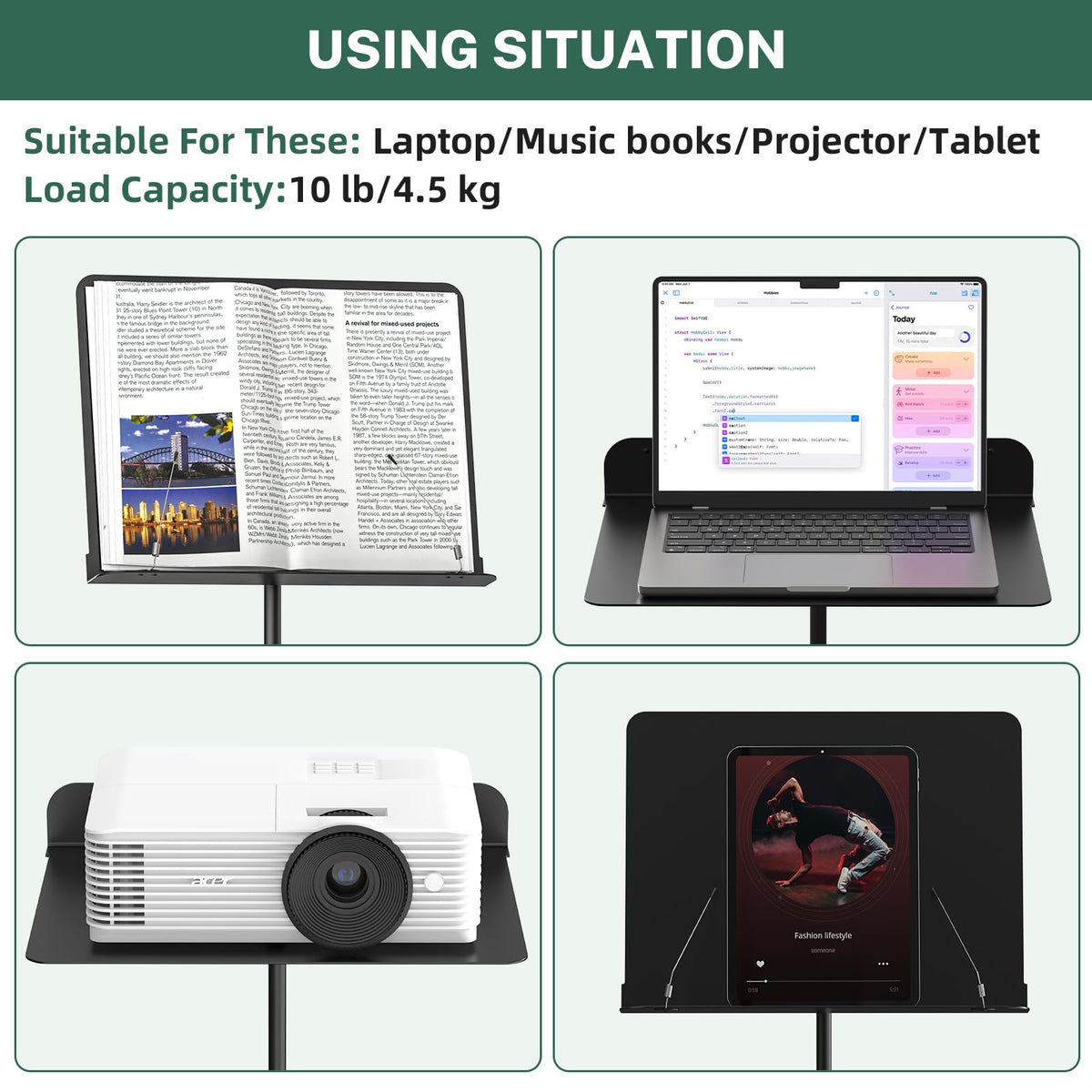Black Metal Sheet Music Stand with Carrying Bag Z78035