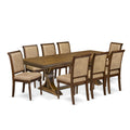 9 Piece Dining Table and 8 Beige Polyester Fabric Chairs S24096