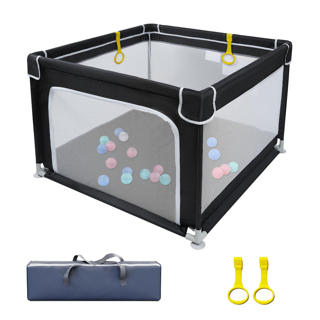 Baby Playpen with Mesh and Anti-Slip Base E60435