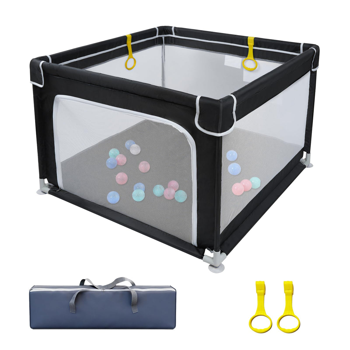 Baby Playpen with Mesh and Anti-Slip Base E60435