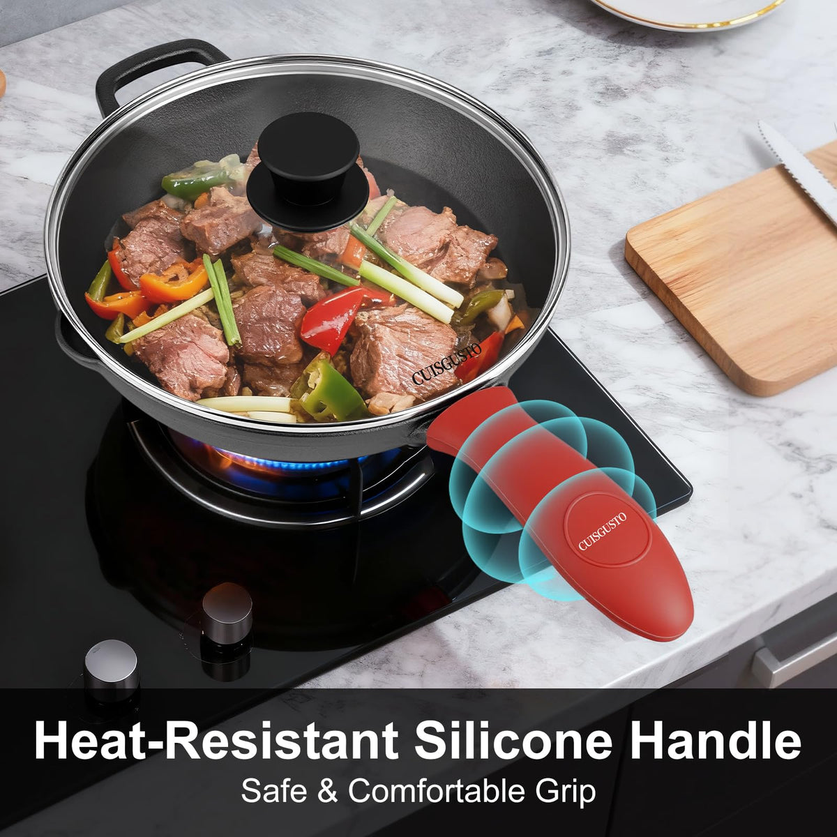 10 Inch Pre-Seasoned Cast Iron Skillet with Lid A66543