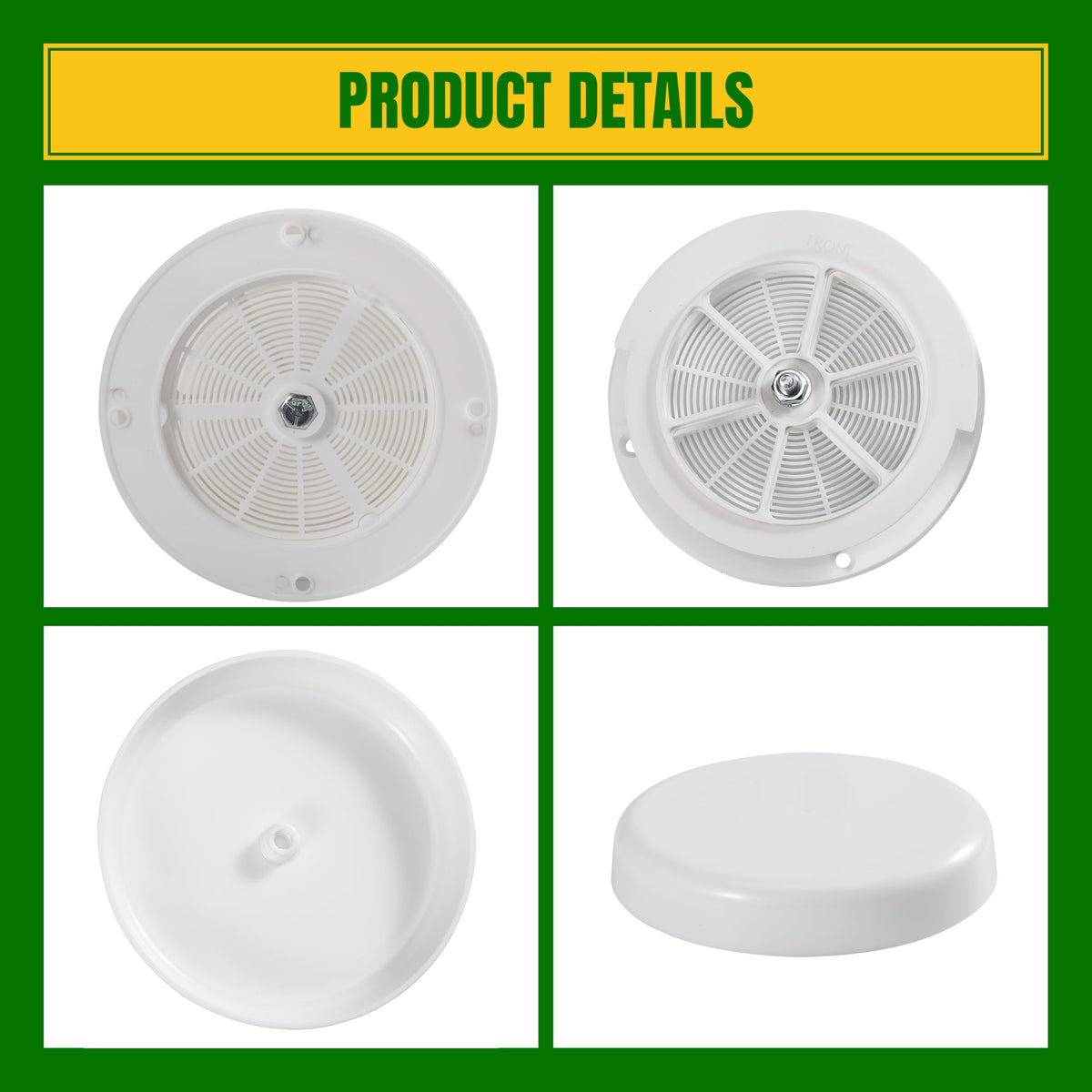 White RV Roof Mushroom Vent with Water Cover Guard Cap M86332