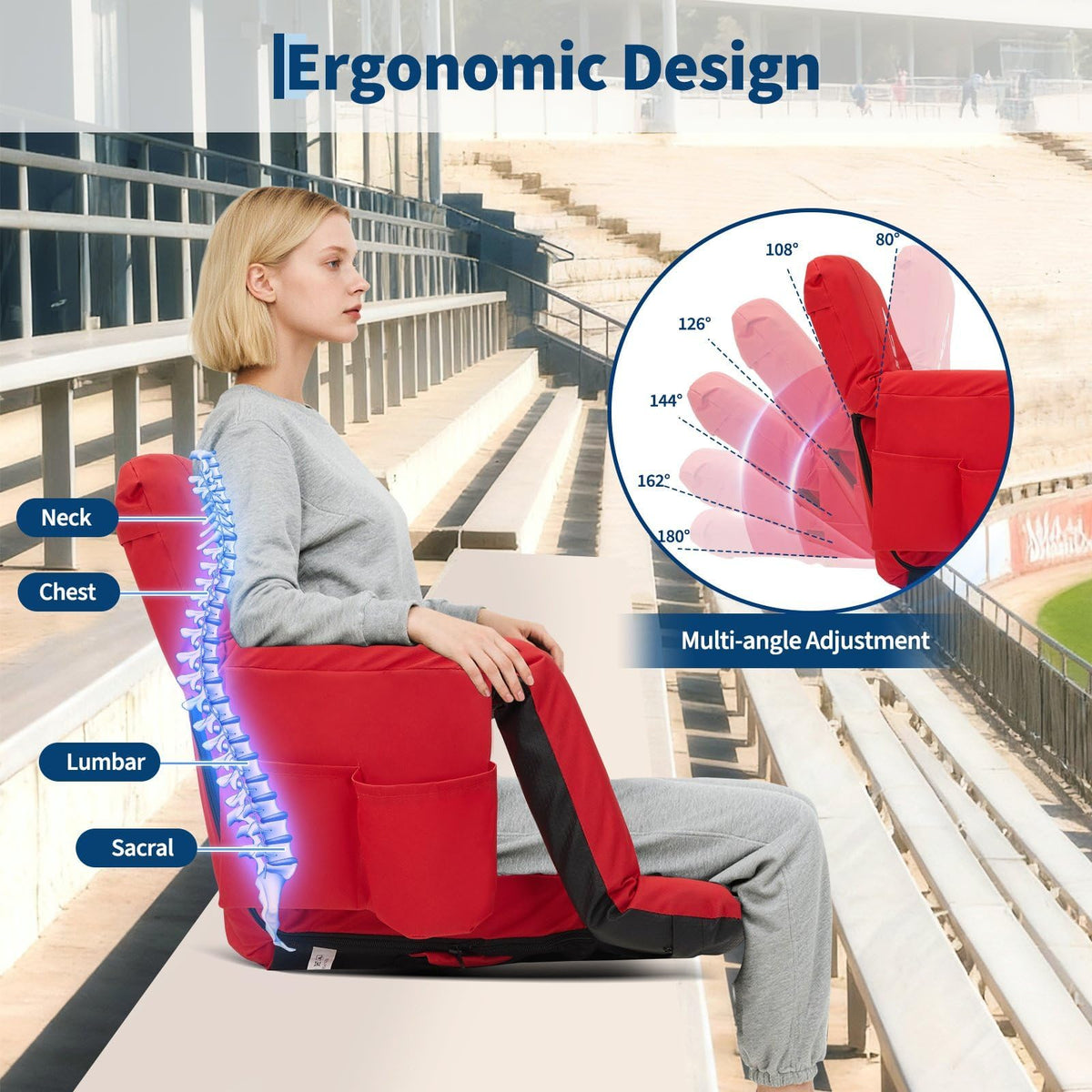 2 PCS Portable Folding Stadium Bleacher Chair Y519